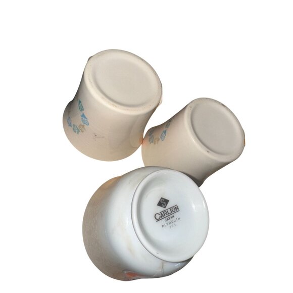 Vintage Carlton Japan Blue White Ceramic Coffee Mugs Set Of 3 Retro Kitchen Drin - Picture 2 of 8